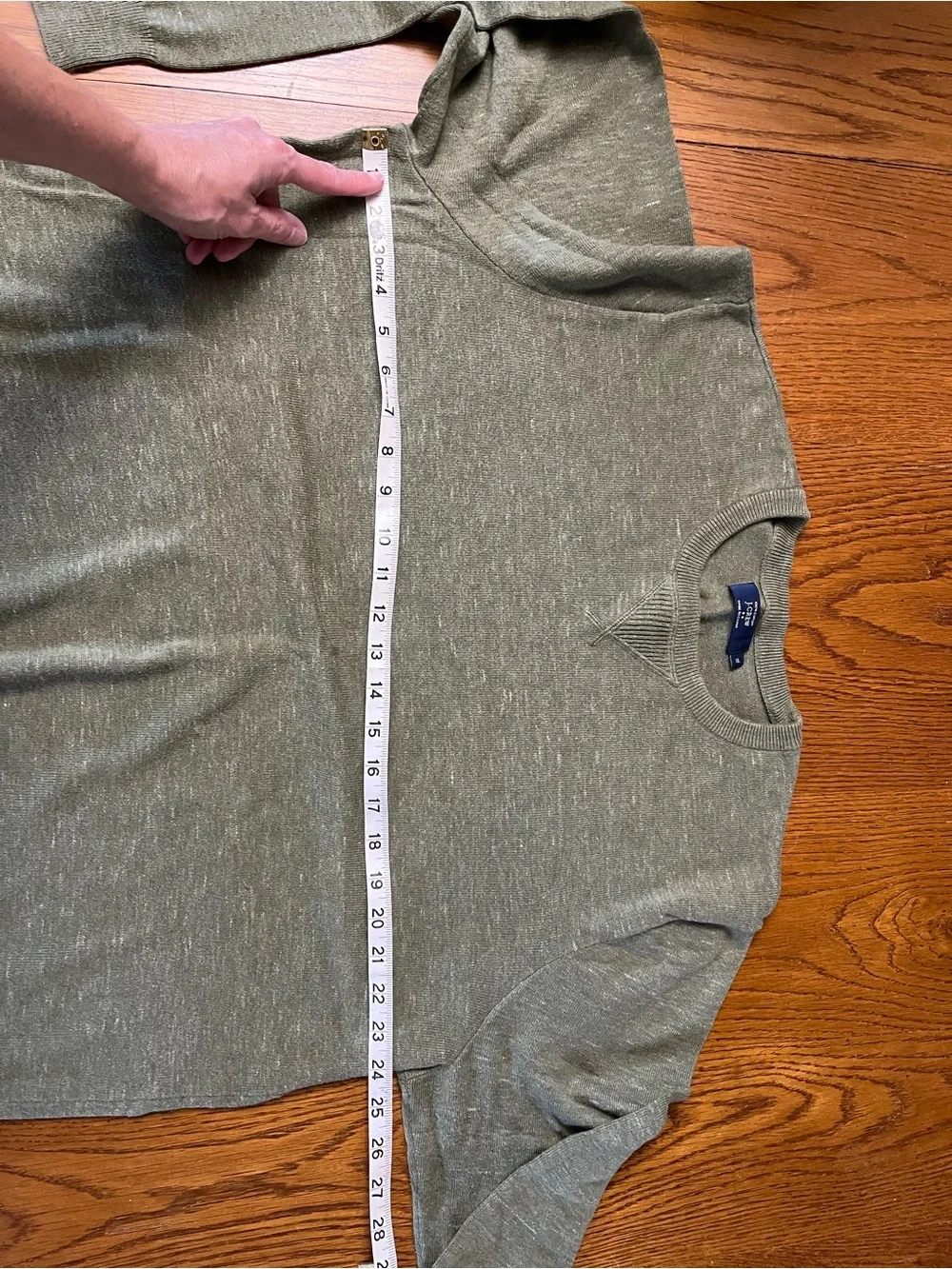 J. Crew heathered green lightweight cotton crewneck sweater